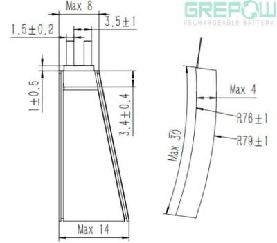 弧形電池型號結(jié)構(gòu)圖